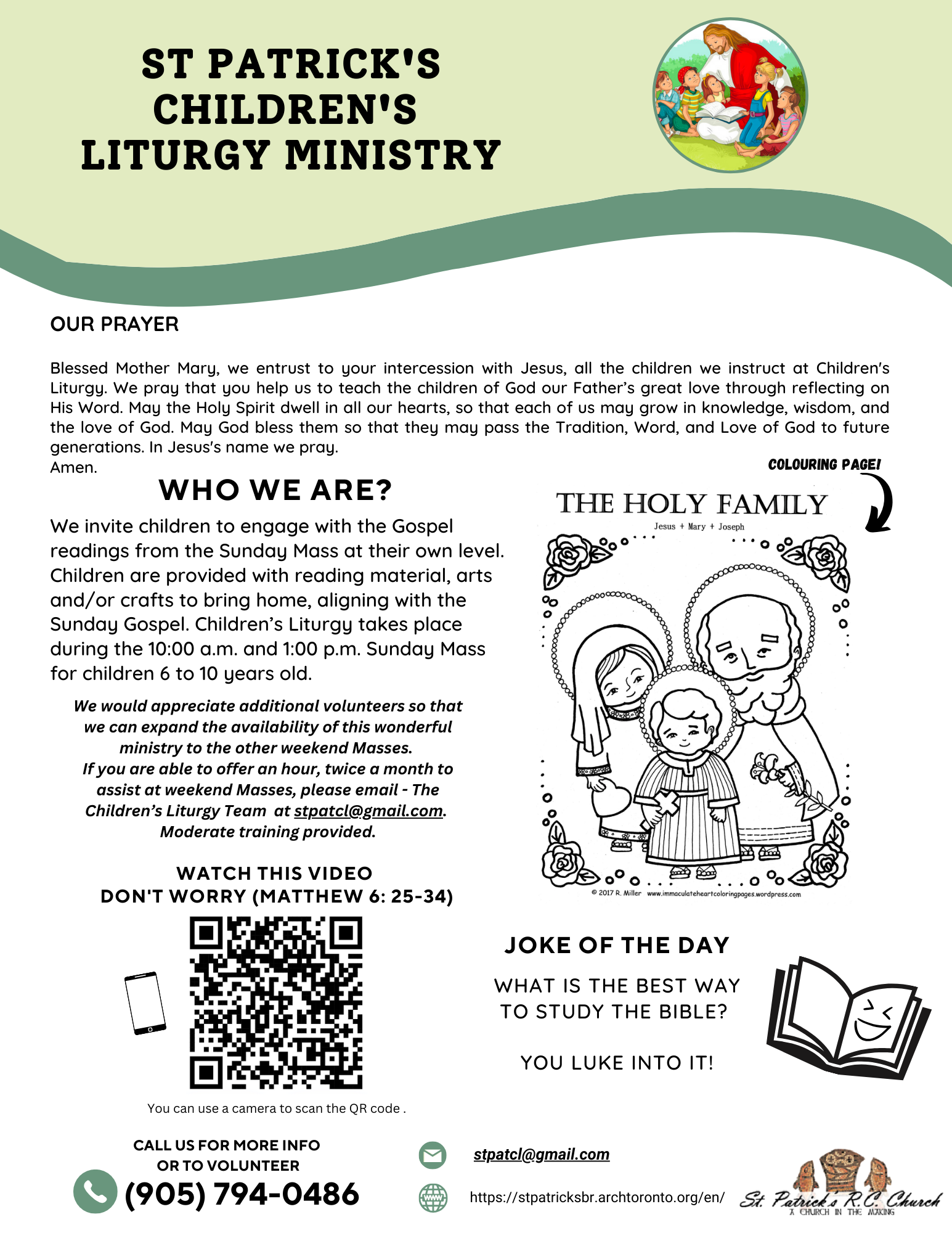 Children's Liturgy Flyer for September 2023