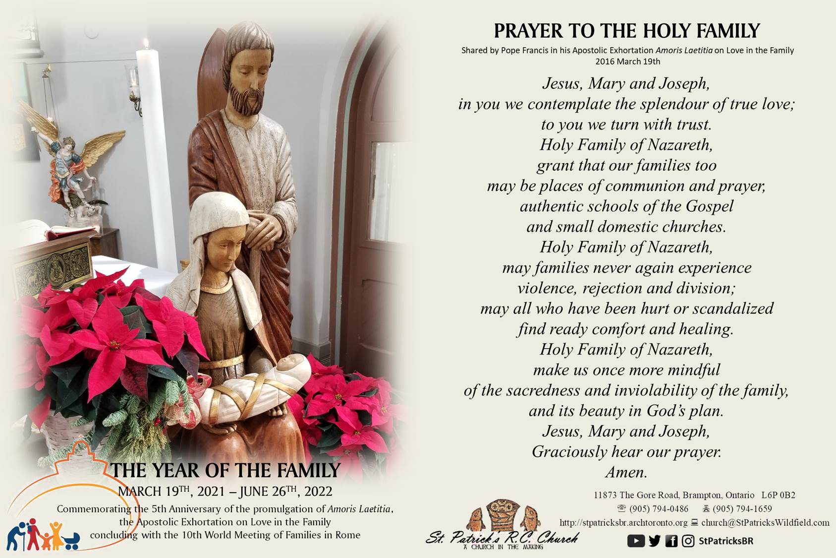 Prayer of Pope Francis to the Holy Family