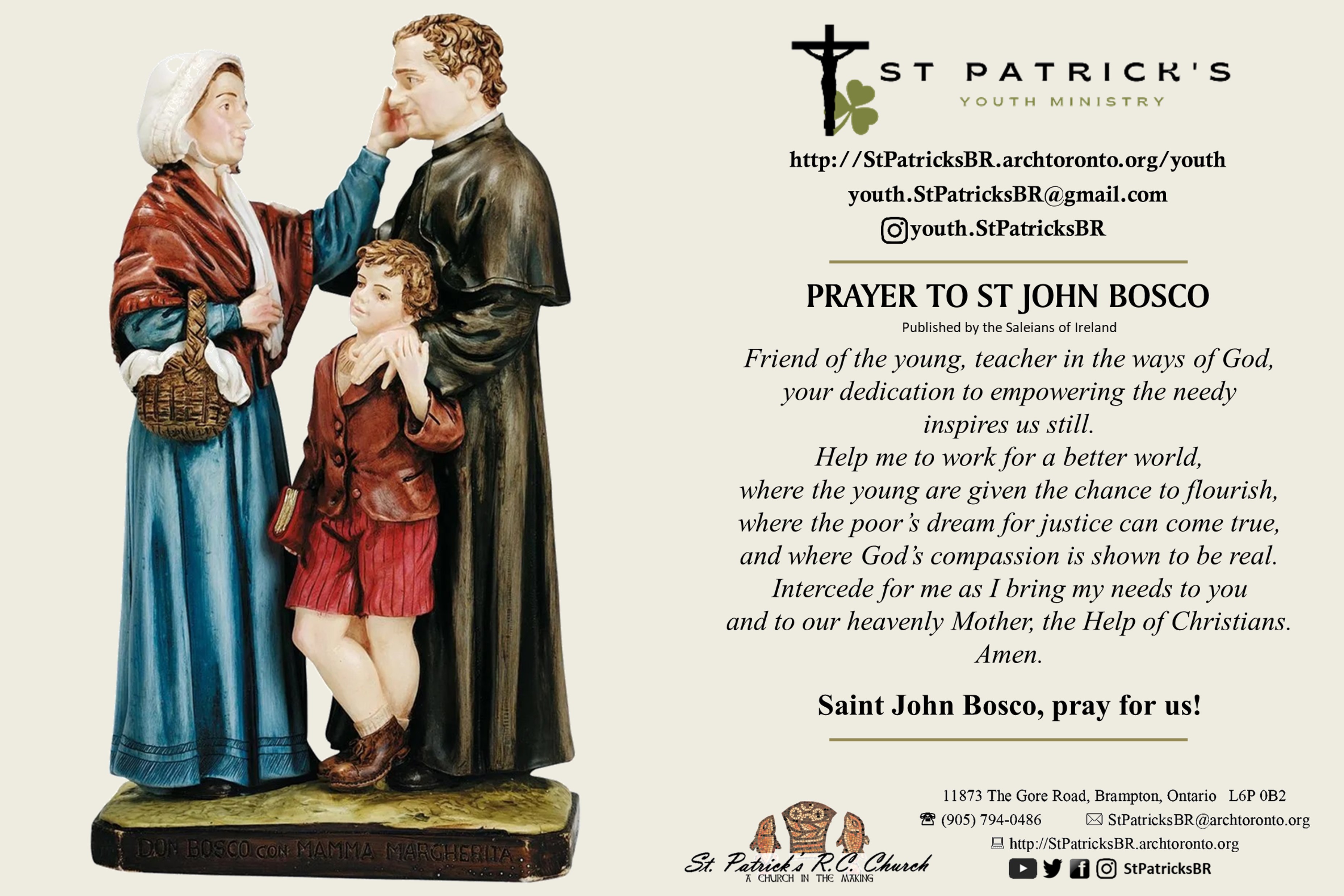 Prayer to Saint John Bosco (St Patrick's Youth Ministry)