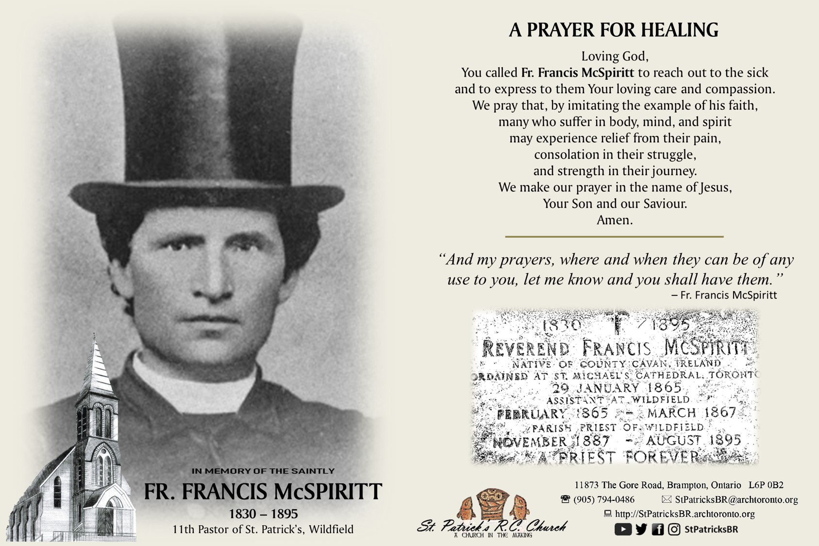 Prayer for Healing, in memory of Fr. McSpiritt
