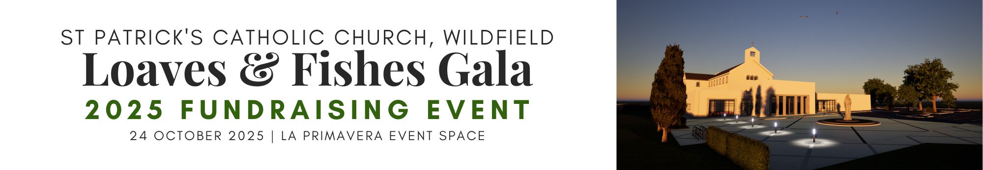 new church rendering in the night with gala event info