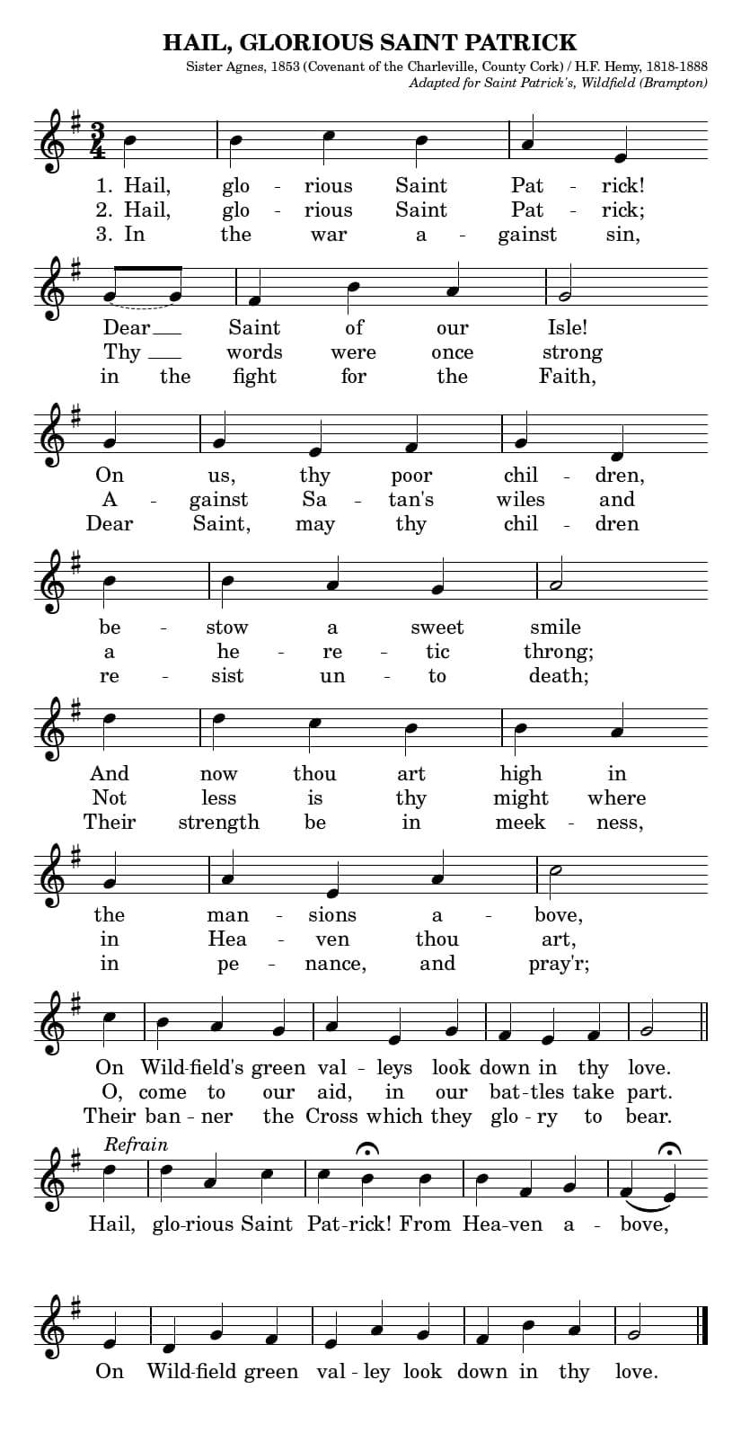 Hail, Glorious Saint Patrick Hail, Glorious Saint Patrick