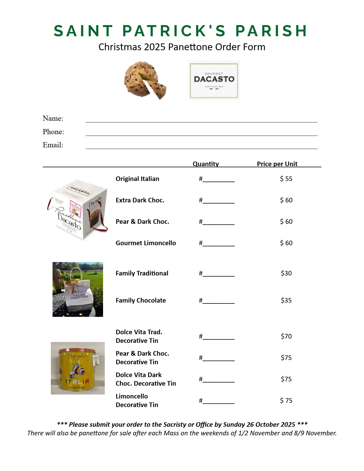 panettone order form